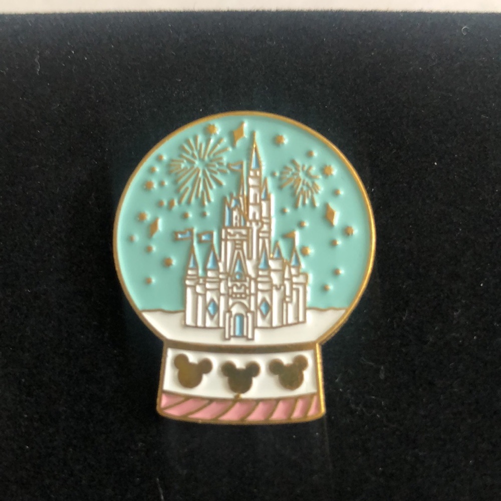 Mickey inspired enamel castle globe pin unisex